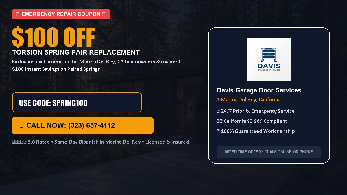 $100 OFF Heavy-Duty Torsion Spring Pair Replacement in Marina Del Rey, CA